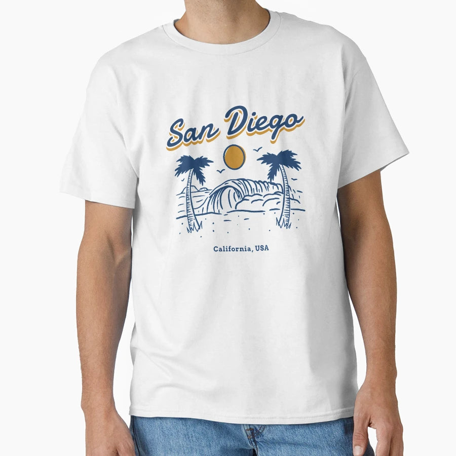 San Diego California Usa Palm Trees And T-Shirt - Unique Graphic Men Women - T-Shirt, Sweatshirt, Hoodie