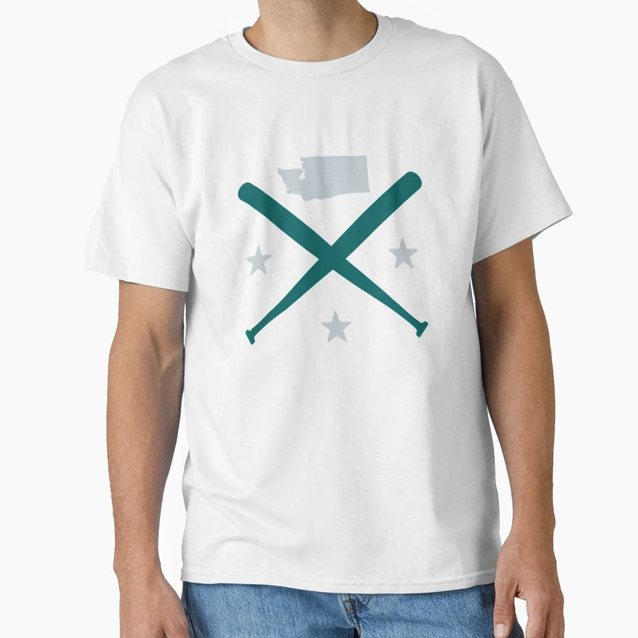 Seattle Baseball Stars Washington Map T-Shirt - Unique Graphic Unisex - T-Shirt, Sweatshirt, Hoodie