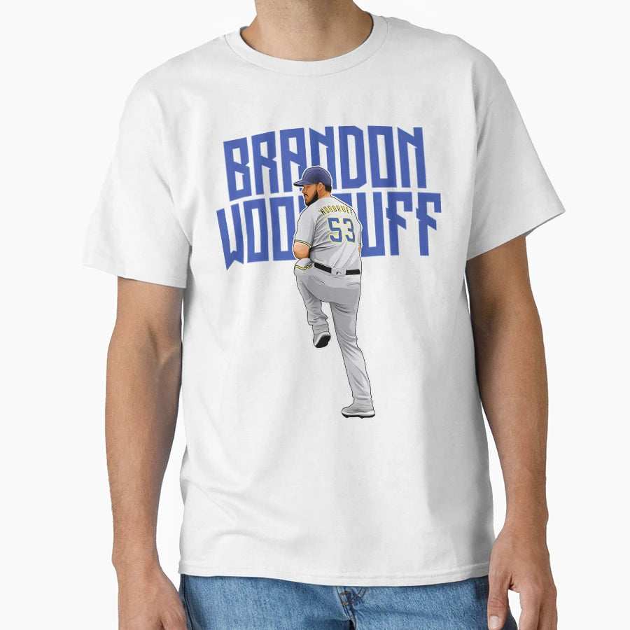 Brandon Woodruff Pitches 53 Bold T-Shirt - Novelty Apparel Unisex - T-Shirt, Sweatshirt, Hoodie