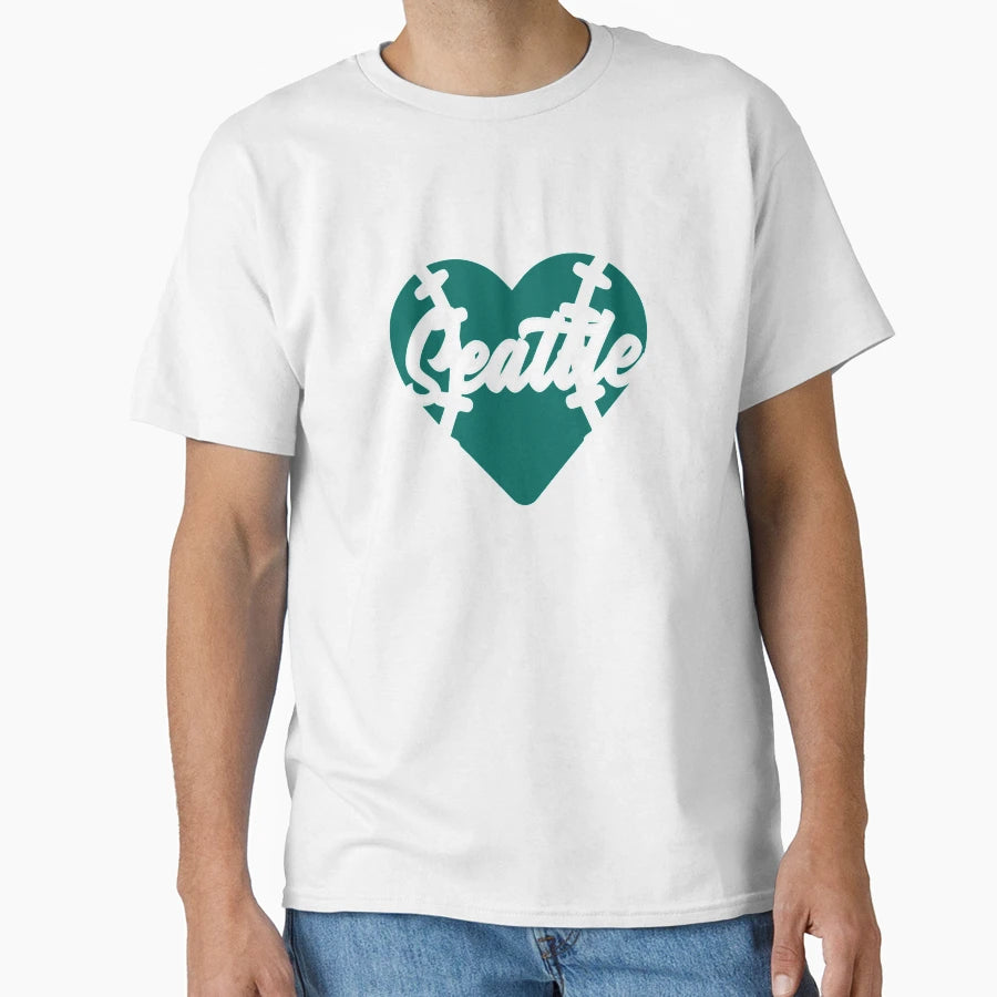 Seattle I Love Baseball Heart T-Shirt - Casual Everyday Wear Men Women - T-Shirt, Sweatshirt, Hoodie