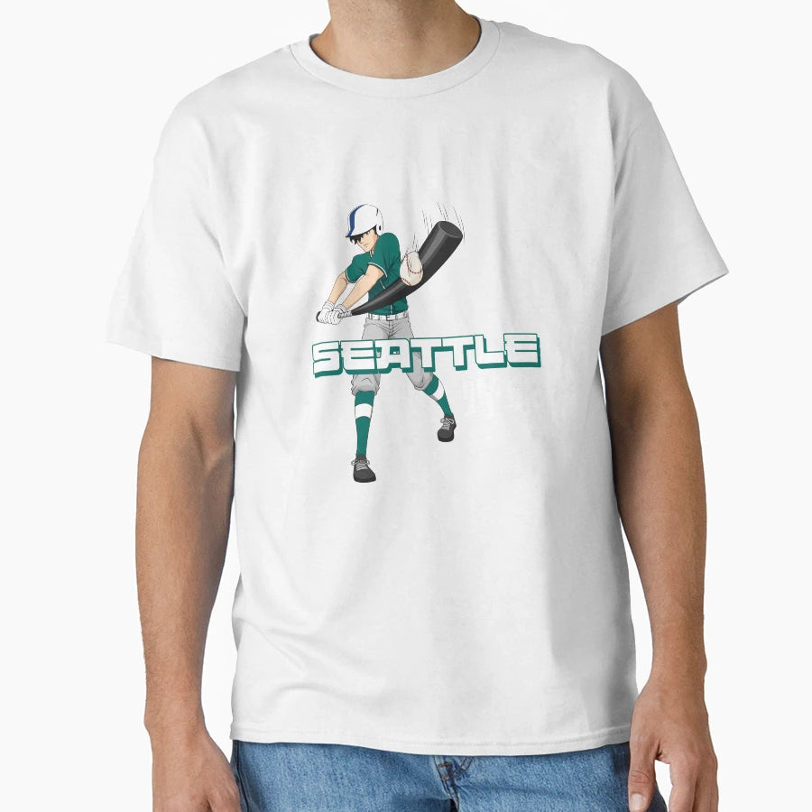 Seattle Baseball Player Anime T-Shirt - Fun Novelty Design for Adults - T-Shirt, Sweatshirt, Hoodie