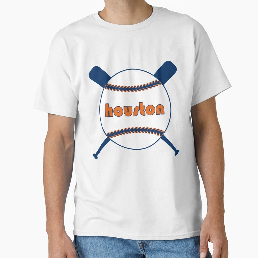 Houston Throwback Baseball Crossed Bats T-Shirt - Graphic Print for Adults - T-Shirt, Sweatshirt, Hoodie