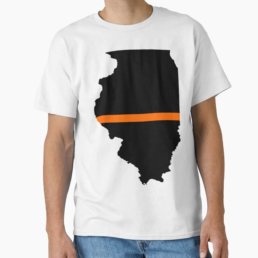 Illinois Thin Orange Line T-Shirt - Streetwear Style for Adults - T-Shirt, Sweatshirt, Hoodie