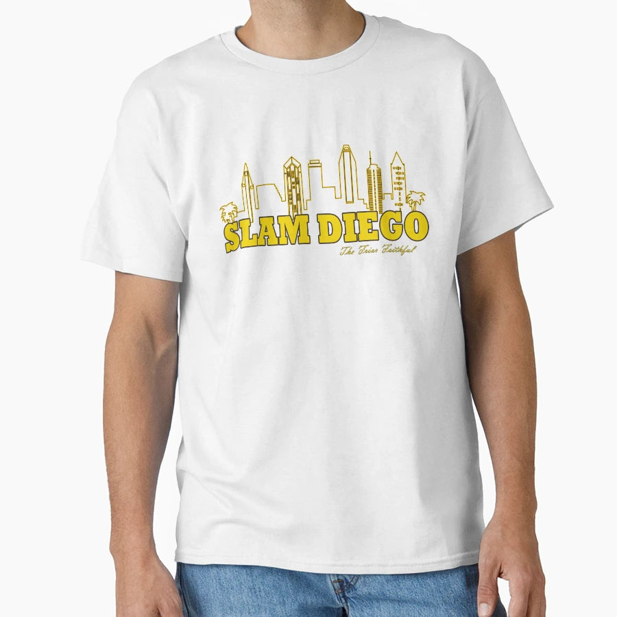 Slam Diego San Diego City Skyline Gold T-Shirt - Aesthetic Graphic Unisex - T-Shirt, Sweatshirt, Hoodie