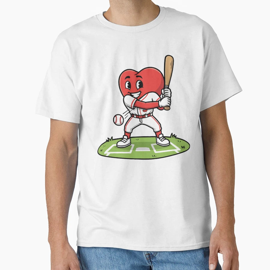 Heart Shaped Baseball Player Sports Fan T-Shirt - Streetwear Style Unisex - T-Shirt, Sweatshirt, Hoodie