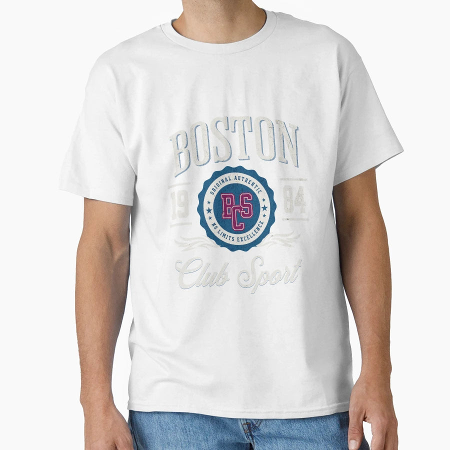 Boston Club Sport 1984 Distressed T-Shirt - Minimalist Print Unisex - T-Shirt, Sweatshirt, Hoodie