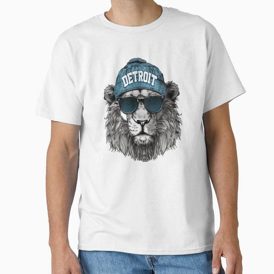 Detroit Football Fan Lion Beanie T-Shirt - Trendy Graphic Unisex - T-Shirt, Sweatshirt, Hoodie