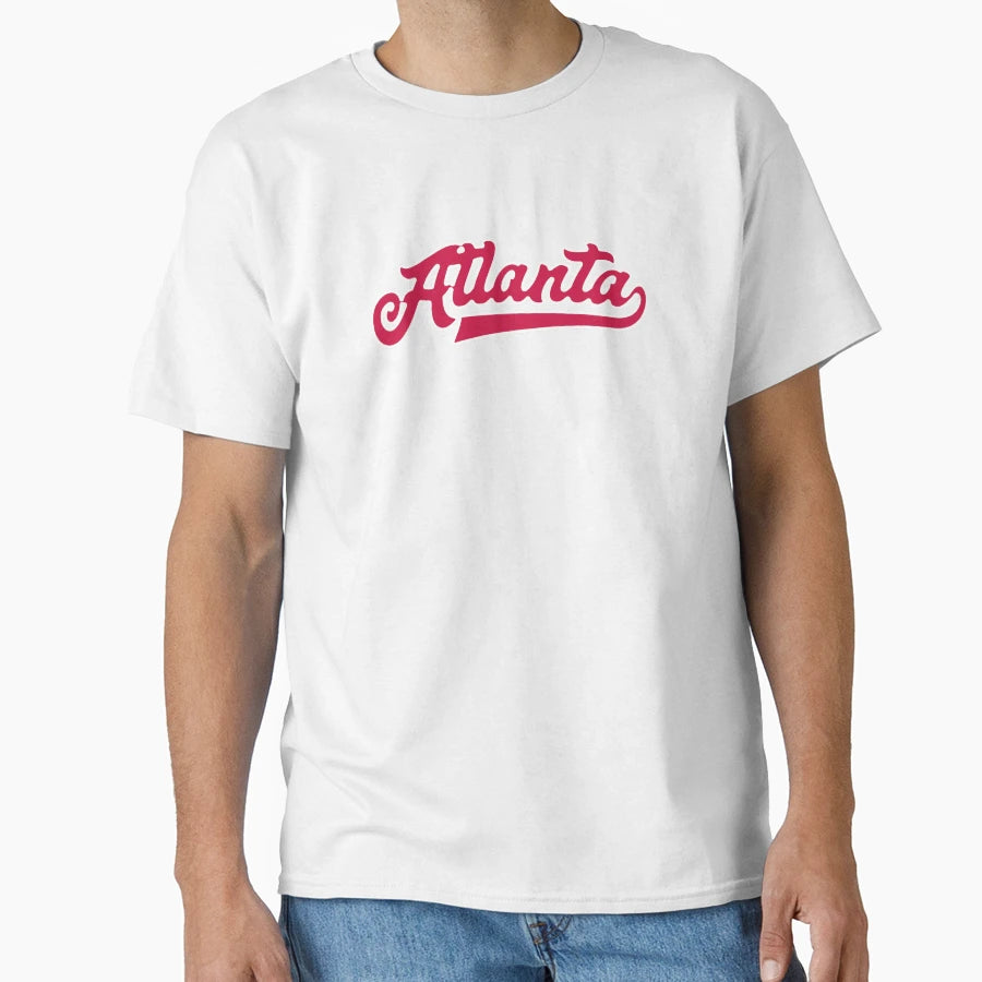 I Love Atlanta Baseball Sports Script T-Shirt - Aesthetic Graphic Unisex - T-Shirt, Sweatshirt, Hoodie