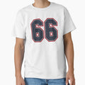 66 Navy Grey Red Sports Number Sixty T-Shirt - Trendy Graphic for Adults - T-Shirt, Sweatshirt, Hoodie