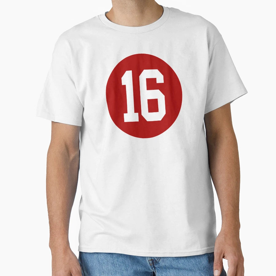 Joe Montana Number 16 Jersey San T-Shirt - Minimalist Print for Adults - T-Shirt, Sweatshirt, Hoodie