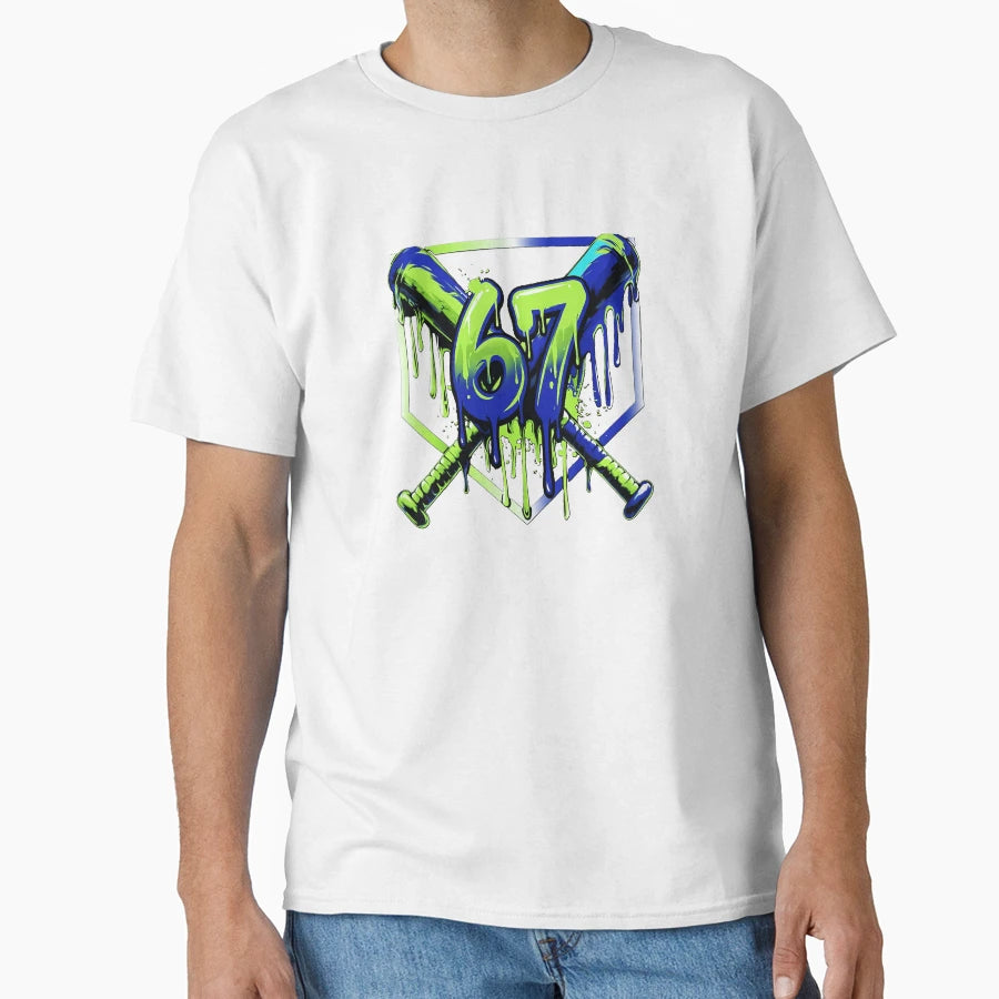 67 Baseball Drip Effect Urban T-Shirt - Streetwear Style for Adults - T-Shirt, Sweatshirt, Hoodie