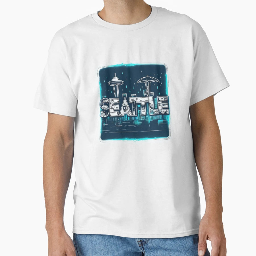 Raintech Monoline Dream Seattle T-Shirt - Aesthetic Graphic for Adults - T-Shirt, Sweatshirt, Hoodie