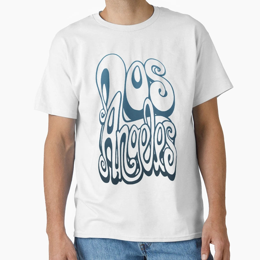 Los Angeles Lettering Art Sailor Blue T-Shirt - Graphic Print for Adults - T-Shirt, Sweatshirt, Hoodie