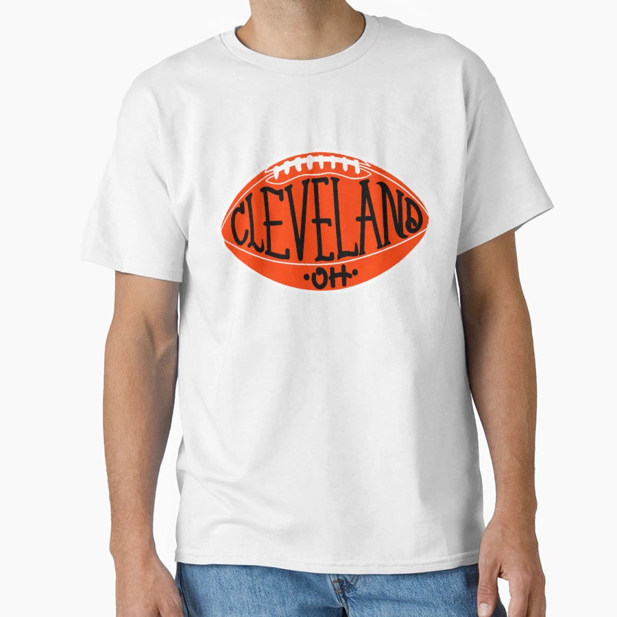 Cleveland Oh Hand Drawn Football T-Shirt - Fun Novelty Design for Adults - T-Shirt, Sweatshirt, Hoodie