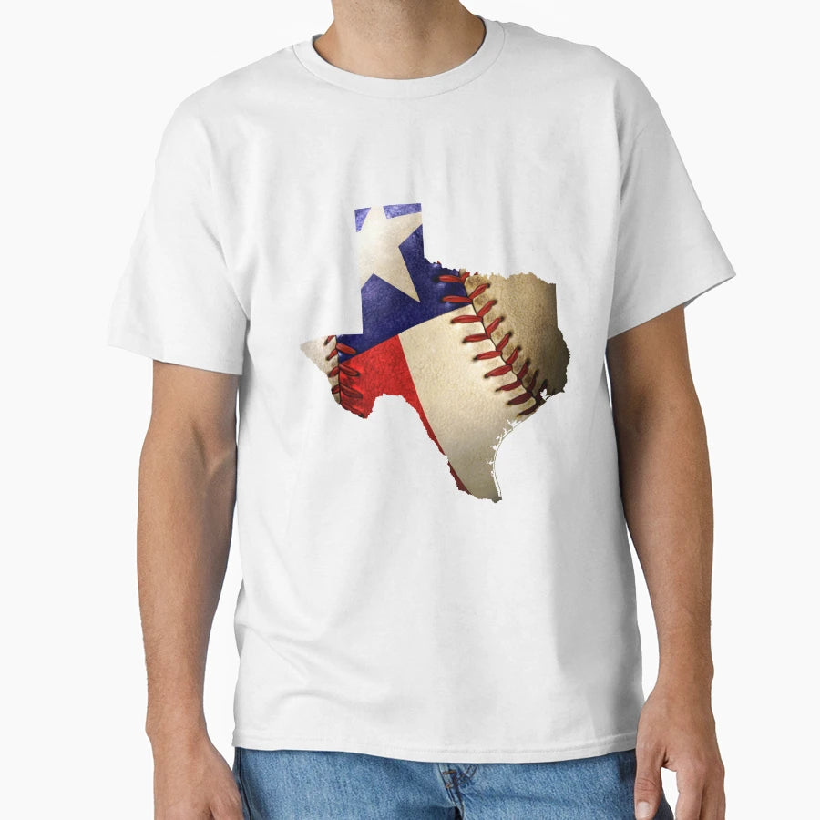 Texas Baseball Lover Map State Texas Flag T-Shirt - Trendy Graphic Unisex - T-Shirt, Sweatshirt, Hoodie