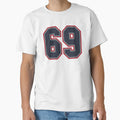 69 Navy Grey Red Sports Number Sixty T-Shirt - Aesthetic Graphic Unisex - T-Shirt, Sweatshirt, Hoodie