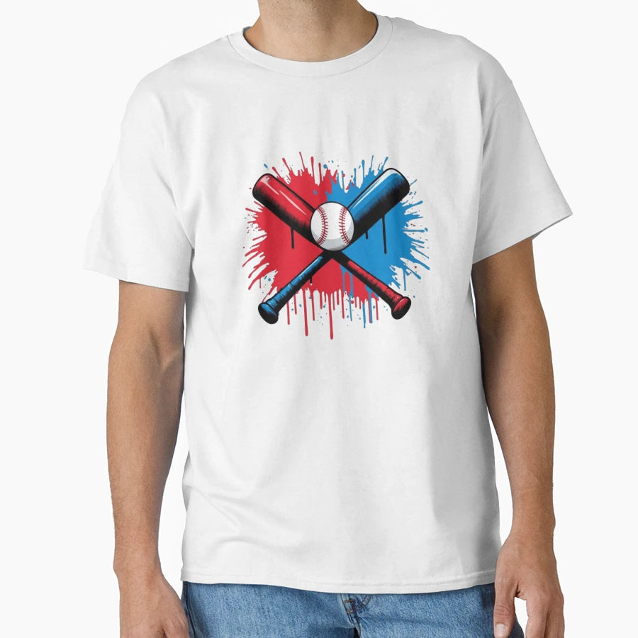 American Red Blue Baseball Crossed T-Shirt - Custom Art Print Men Women - T-Shirt, Sweatshirt, Hoodie
