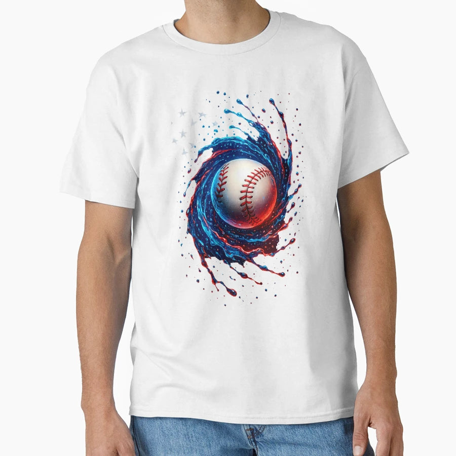 Baseball 4Th July Usa American Flag T-Shirt - Unique Graphic for Adults - T-Shirt, Sweatshirt, Hoodie