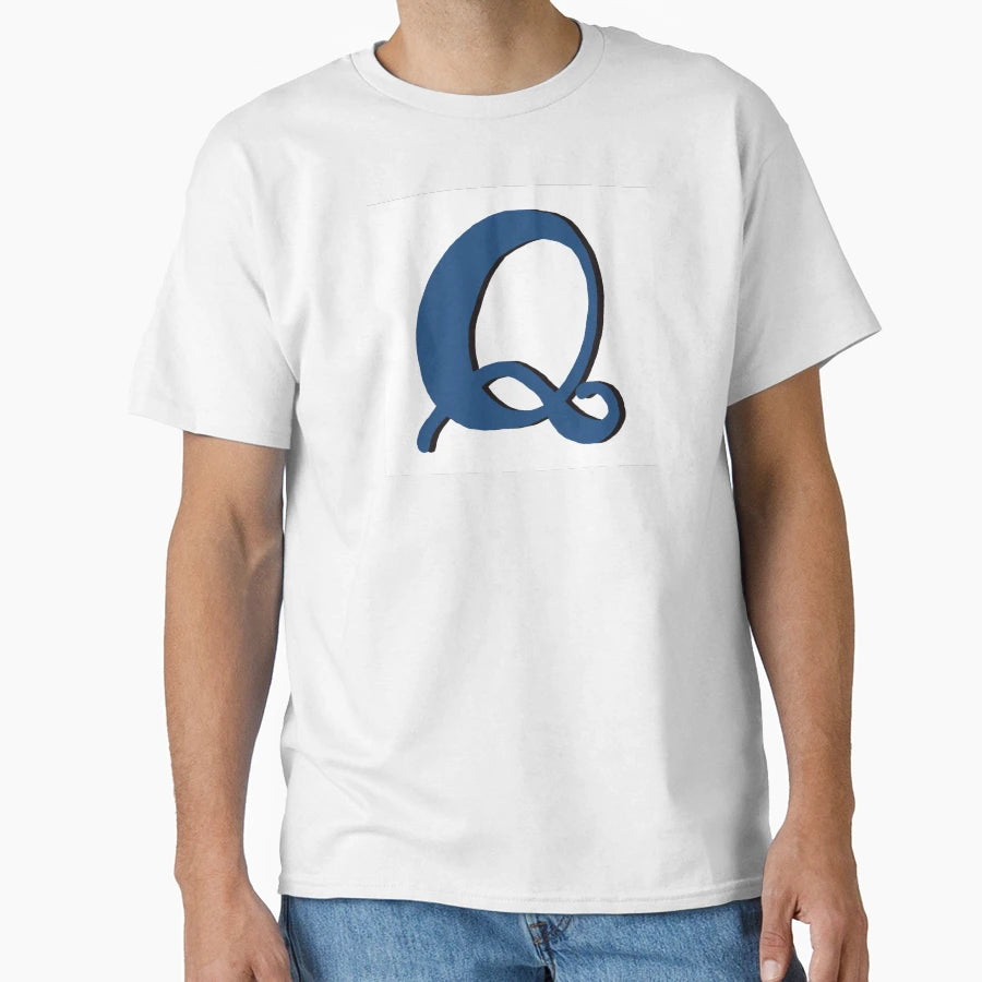 Letter Q Blue Initial Monogram T-Shirt - Aesthetic Graphic for Adults - T-Shirt, Sweatshirt, Hoodie