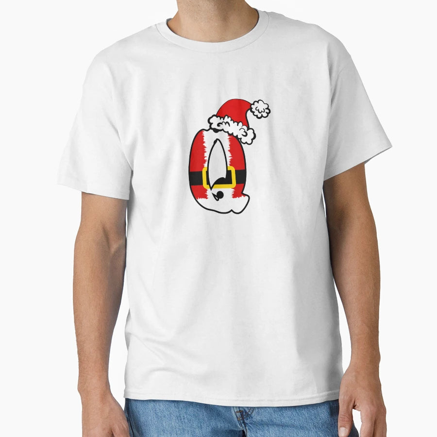 Santa Monogram Font Q T-Shirt - Fun Novelty Design for Adults - T-Shirt, Sweatshirt, Hoodie
