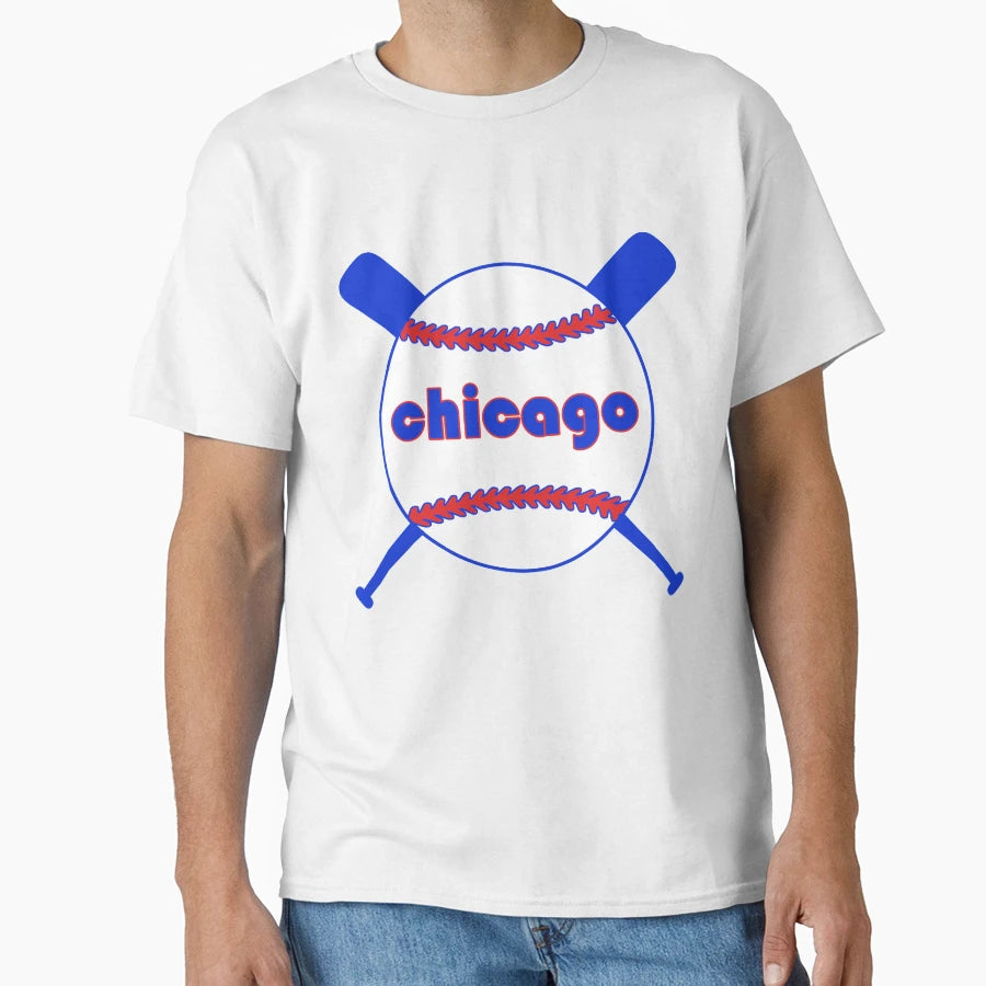 Chicago Throwback Baseball Crossed Bats T-Shirt - Graphic Print Unisex - T-Shirt, Sweatshirt, Hoodie