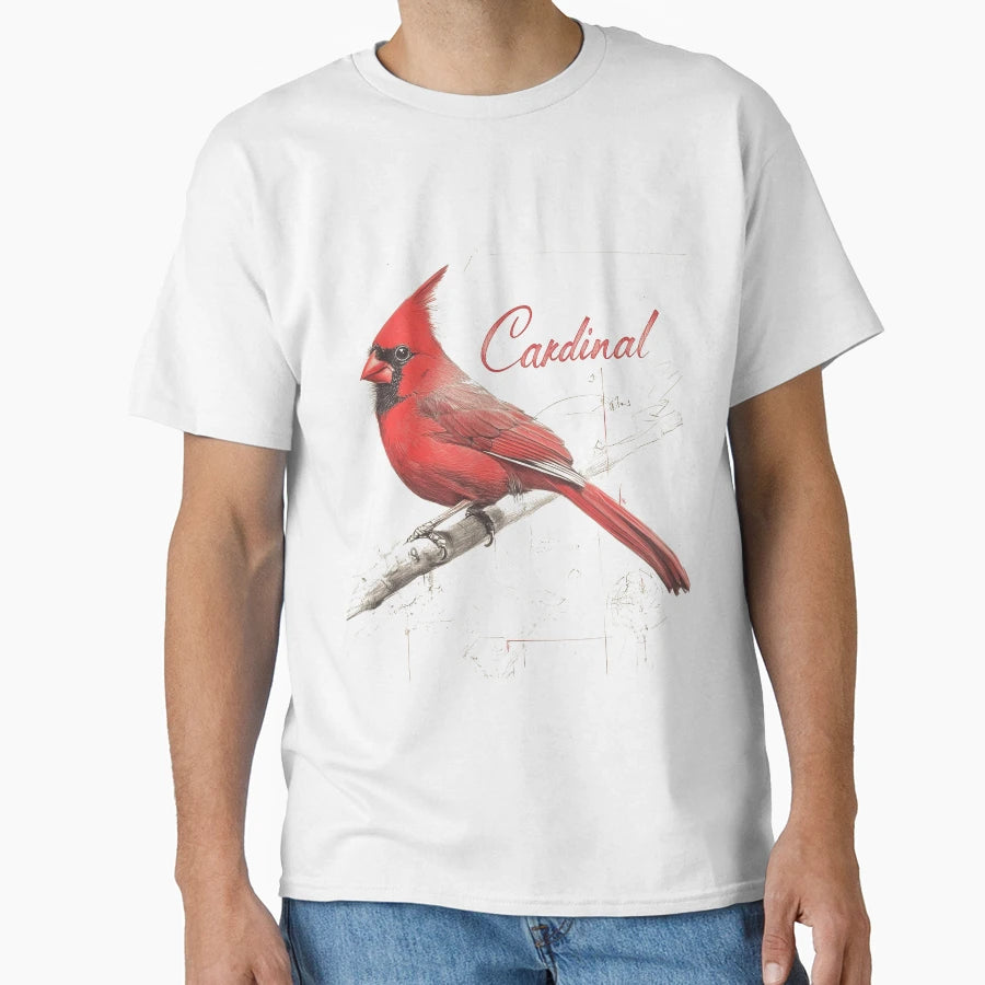 Northern Cardinal Illustration Sketch T-Shirt - Trendy Graphic for Adults - T-Shirt, Sweatshirt, Hoodie