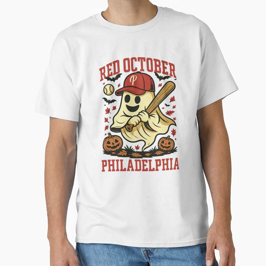 Phillies Ghost Pumpkin T-Shirt - Unique Graphic for Adults - T-Shirt, Sweatshirt, Hoodie
