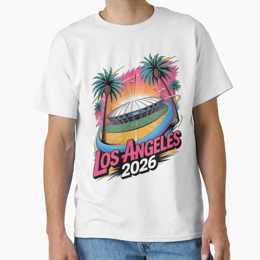 Los Angeles 2026 Palm Tree Sunset V17 T-Shirt - Unique Graphic Unisex - T-Shirt, Sweatshirt, Hoodie