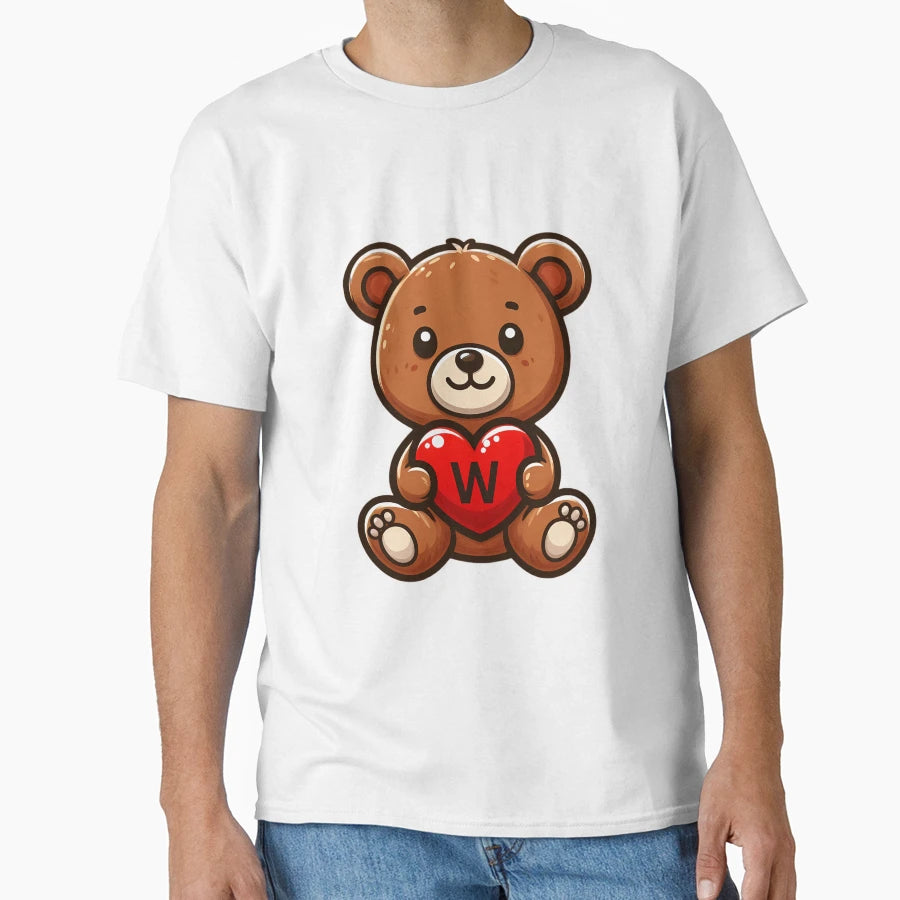 Teddy Bear Letter W Love Gift T-Shirt - Fun Novelty Design Unisex - T-Shirt, Sweatshirt, Hoodie