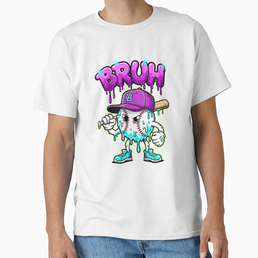 Baseball Ice Cream Drip Bruh Baseball T-Shirt - Graphic Print for Adults - T-Shirt, Sweatshirt, Hoodie