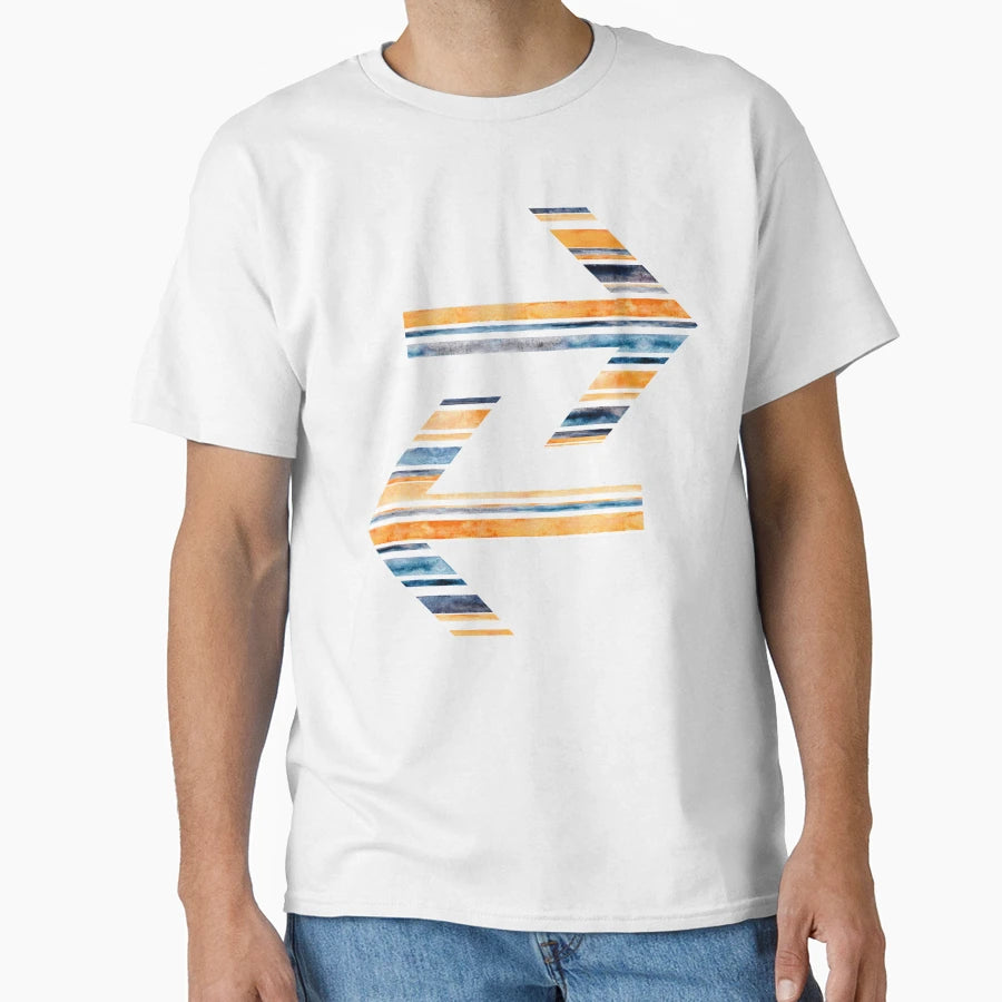 Watercolor Stripes Orange Navy T-Shirt - Casual Everyday Wear for Adults - T-Shirt, Sweatshirt, Hoodie