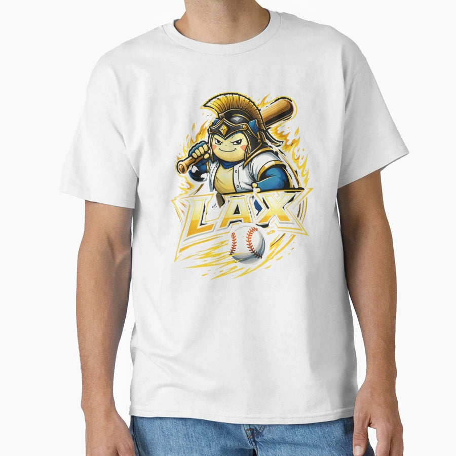 Lax Baseball Spartan Warrior Mascot Blue T-Shirt - Graphic Print Men Women - T-Shirt, Sweatshirt, Hoodie