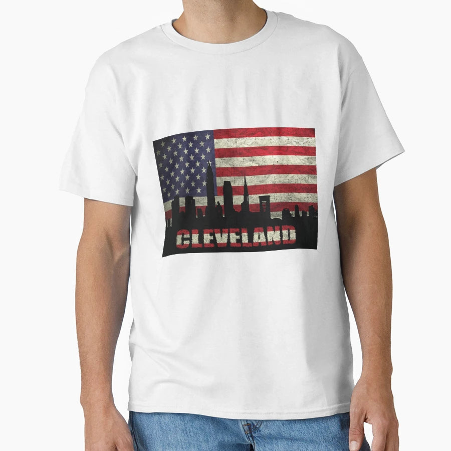 Cleveland City Usa Flag T-Shirt - Trendy Graphic for Adults - T-Shirt, Sweatshirt, Hoodie