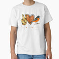 Peace Love Baltimore Oriole Bird T-Shirt - Minimalist Print Men Women - T-Shirt, Sweatshirt, Hoodie