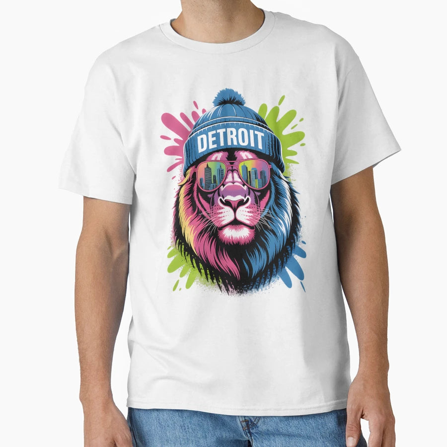 Detroit Lion Urban Neon T-Shirt - Casual Everyday Wear for Adults - T-Shirt, Sweatshirt, Hoodie