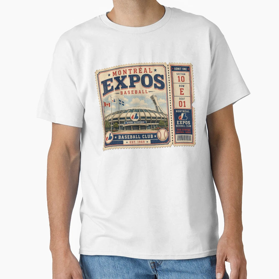 Montreal Baseball Ticket Stub Olympic T-Shirt - Minimalist Print Men Women - T-Shirt, Sweatshirt, Hoodie