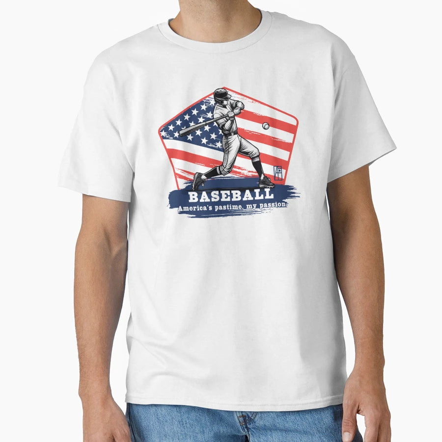 Usa American Baseball Baseball T-Shirt - Custom Art Print for Adults - T-Shirt, Sweatshirt, Hoodie