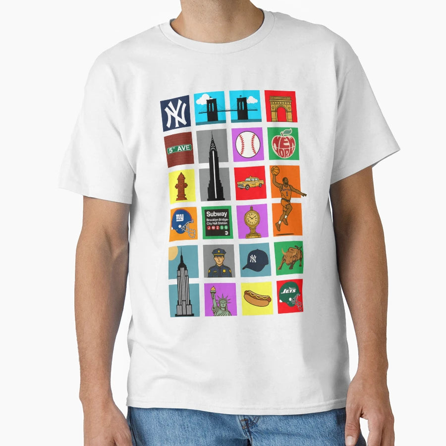 New York Icons Travel T-Shirt - Custom Art Print Men Women - T-Shirt, Sweatshirt, Hoodie