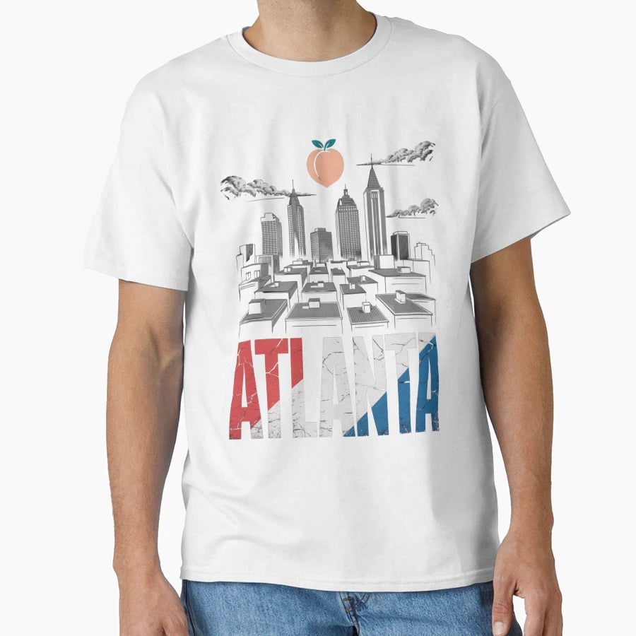 Atlanta Usa Flag Colors T-Shirt - Fun Novelty Design Unisex - T-Shirt, Sweatshirt, Hoodie
