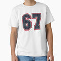 67 Navy Grey Red Sports Number Sixty T-Shirt - Aesthetic Graphic Men Women - T-Shirt, Sweatshirt, Hoodie