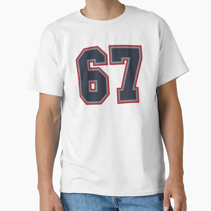 67 Navy Grey Red Sports Number Sixty T-Shirt - Aesthetic Graphic Men Women - T-Shirt, Sweatshirt, Hoodie