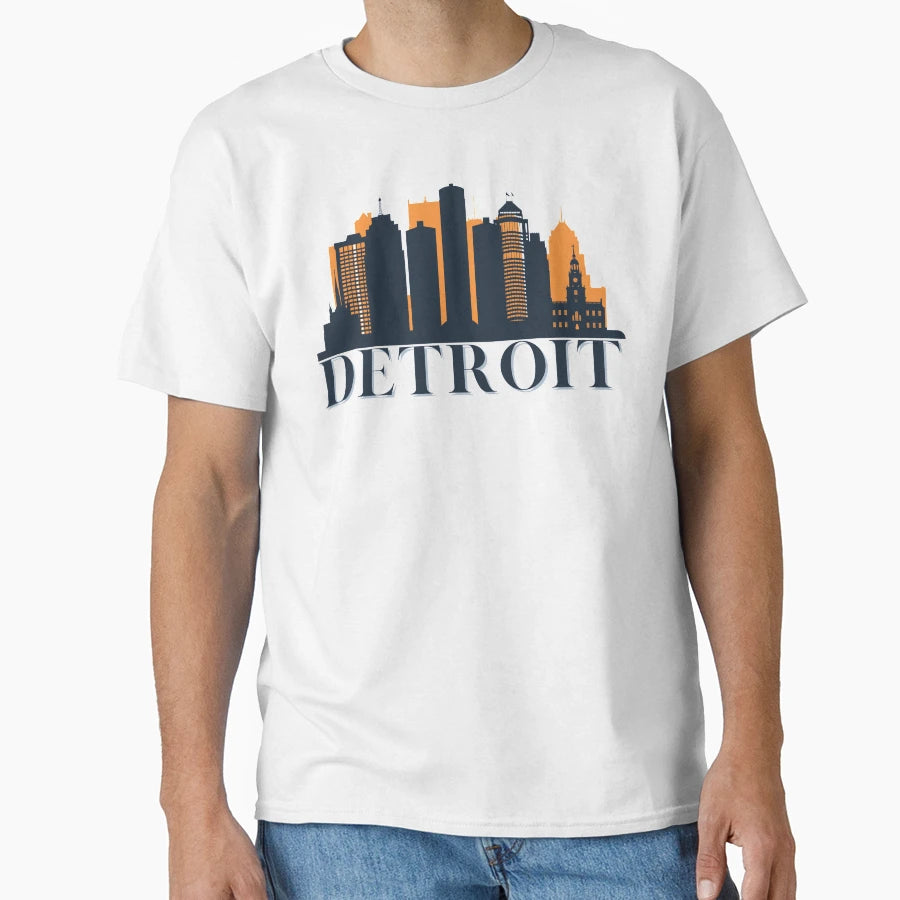 Detroit Skyline T-Shirt - Fun Novelty Design for Adults - T-Shirt, Sweatshirt, Hoodie