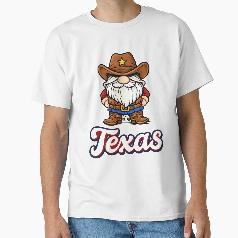 Texas Cowboy Gnome Western Beard T-Shirt - Graphic Print Men Women - T-Shirt, Sweatshirt, Hoodie