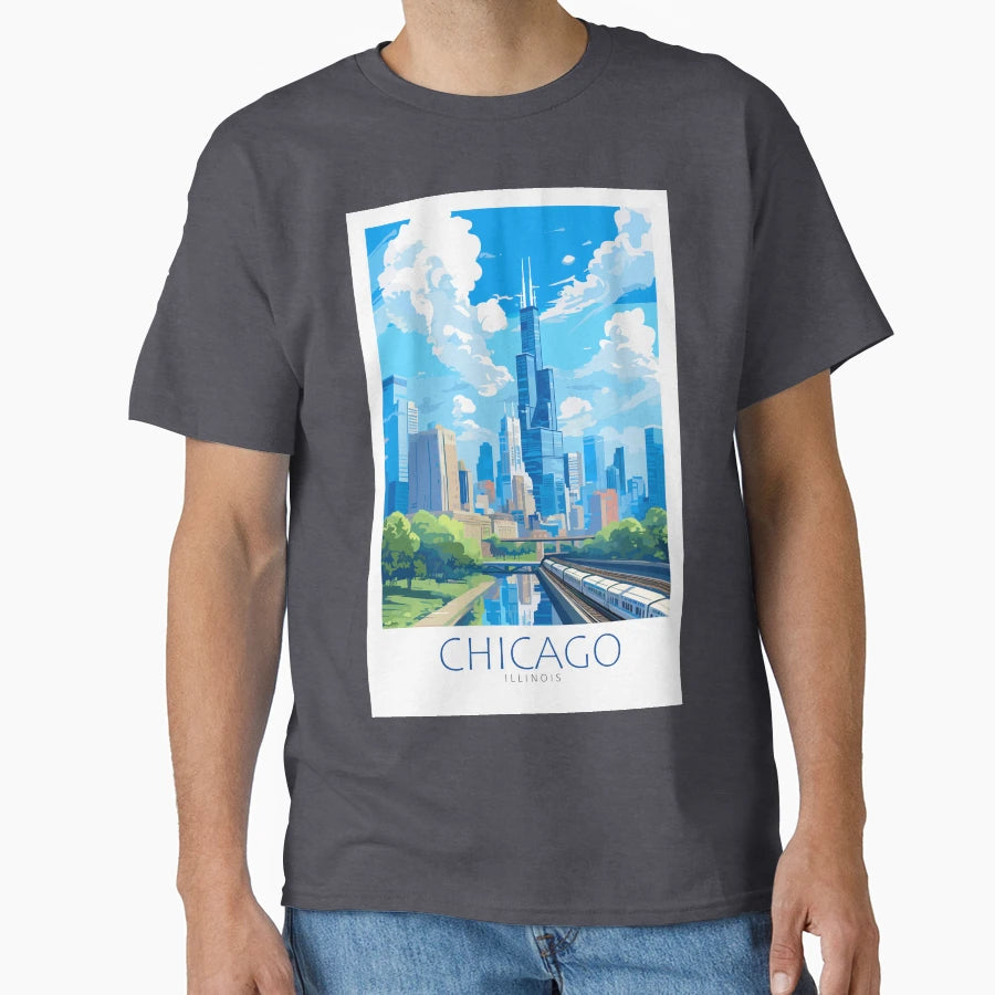 Minimalistic Chicago Illinois T-Shirt - Minimalist Print Unisex - T-Shirt, Sweatshirt, Hoodie