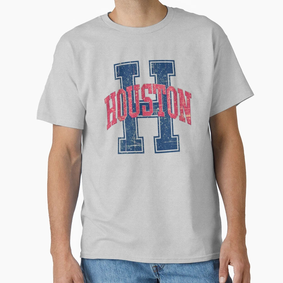 Distressed Collegiate Houston T-Shirt - Aesthetic Graphic for Adults - T-Shirt, Sweatshirt, Hoodie