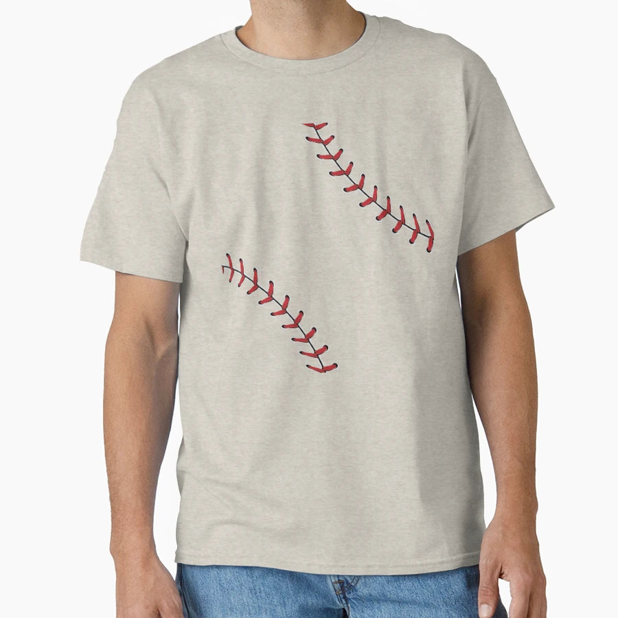 Baseball Lace Stitches T-Shirt - Minimalist Print Men Women - T-Shirt, Sweatshirt, Hoodie