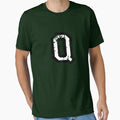 Letter Q Distressed Two Color Black T-Shirt - Streetwear Style for Adults - T-Shirt, Sweatshirt, Hoodie
