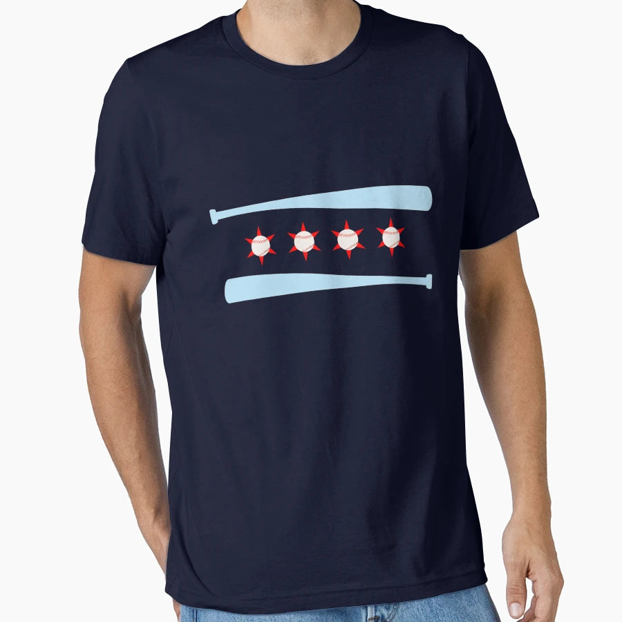 Flag Chicago Baseballs And Bats T-Shirt - Graphic Print Unisex - T-Shirt, Sweatshirt, Hoodie