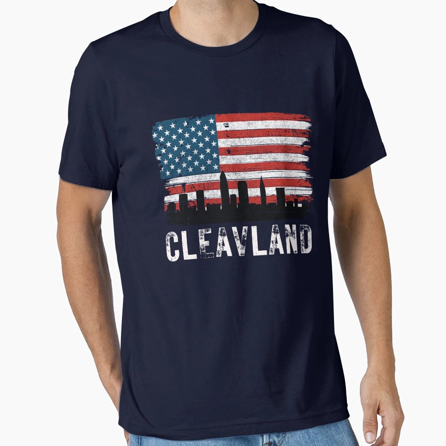 Cleavland American Flag Old Looking T-Shirt - Unique Graphic for Adults - T-Shirt, Sweatshirt, Hoodie