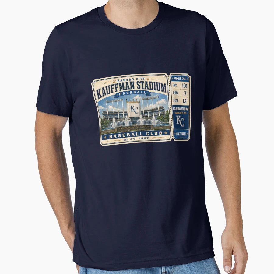 Kansas City Kauffman Stadium Ticket T-Shirt - Fun Novelty Design Men Women - T-Shirt, Sweatshirt, Hoodie